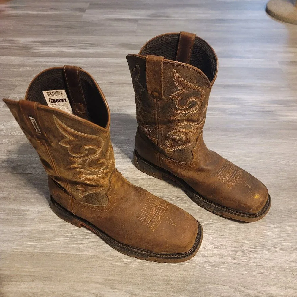 Rocky Ride FLX Women’s Brown Square Toe Boots - Size 9.5 - Picture 1 of 6